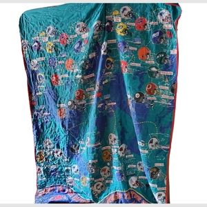 NFL Vintage Quilted AFC NFC Team Blanket 1990s USA Road To Super Bowl 84"x64"